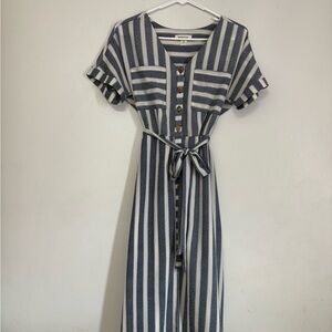 Monteau Striped Blue Midi Dress